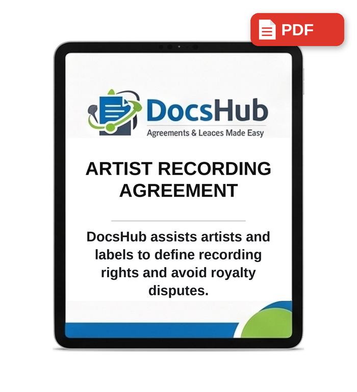 South African Artist Recording Agreement Template
