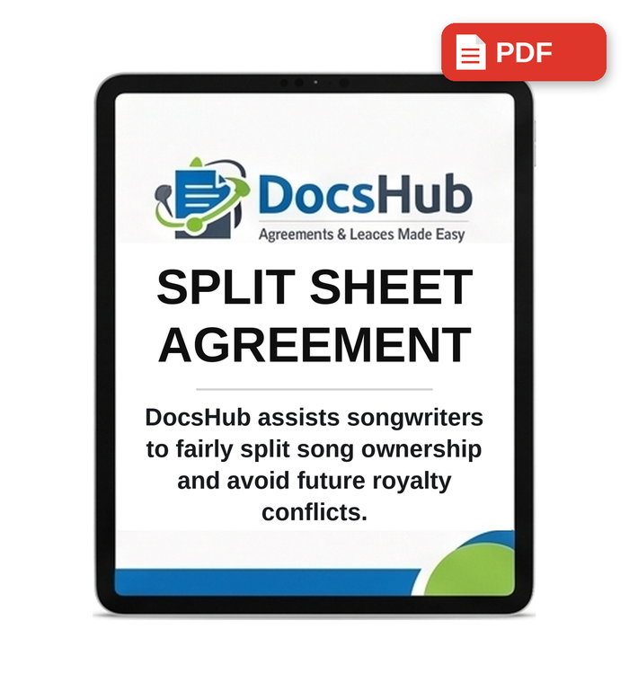 South African Music Split Sheet Agreement Template